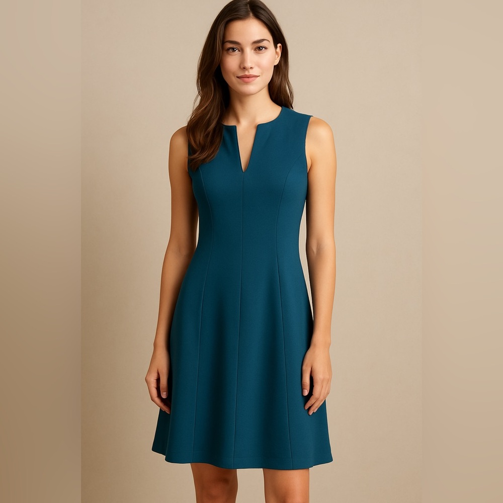 bar ill Crew Neck Mini Dress - Blue teal size Small
